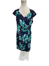 Jacque Vert Turquoise & Blue Shantung Dress Size 14 Bnwt