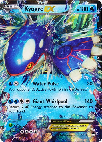 Lightly Played Kyogre-EX - 54/160 - Holo Rare EX Pokemon Primal Clash