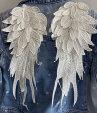 Gap Toddler Denim Jacket 3T Stars Angel Wings Back Light Wash