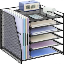 6-Tier Paper Organizer With Magazine Holder  Desk Organizers and Accessories,