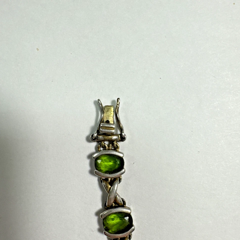 "Brazalete de tenis vintage de plata de ley con peridoto verde natural de 7,25""" Foto 4 de 4