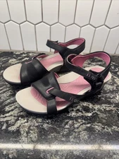 Baretraps Strappy Comfort Arch Support Wedge Black Pink  Sandal Size 7.5 I