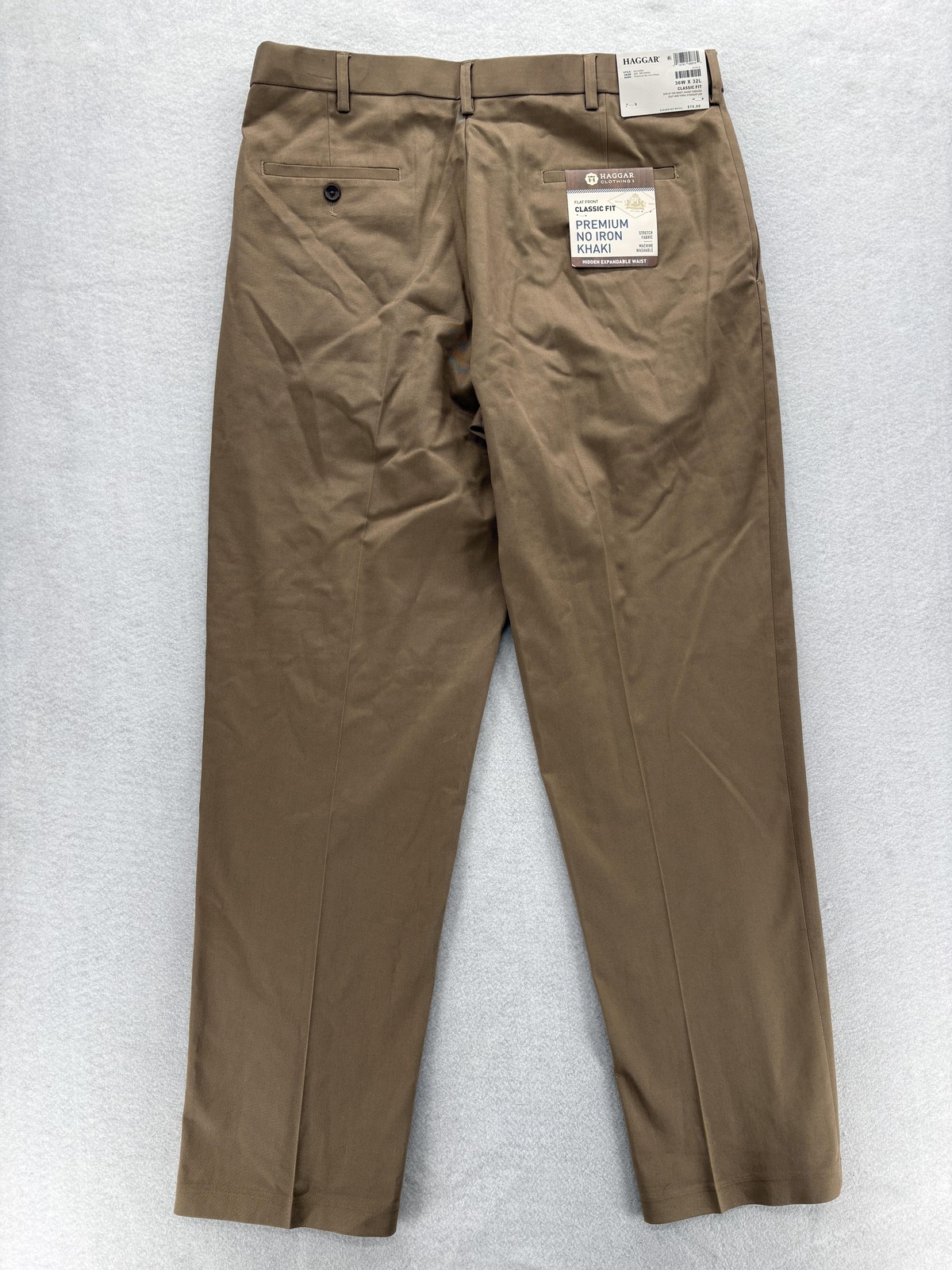 Khaki Pants Mens 36x32 Beige Classic Fit Stretch Nwt