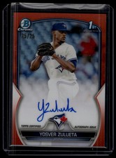 2023 Bowman Chrome #CPA-YZ Yosver Zulueta RC Chrome Auto Orange Refractor #/25