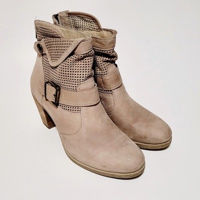 Nero Giardini Ankle Boots Brown Perforated Suede Back Zip Italy Wms 7.5-8US 38EU