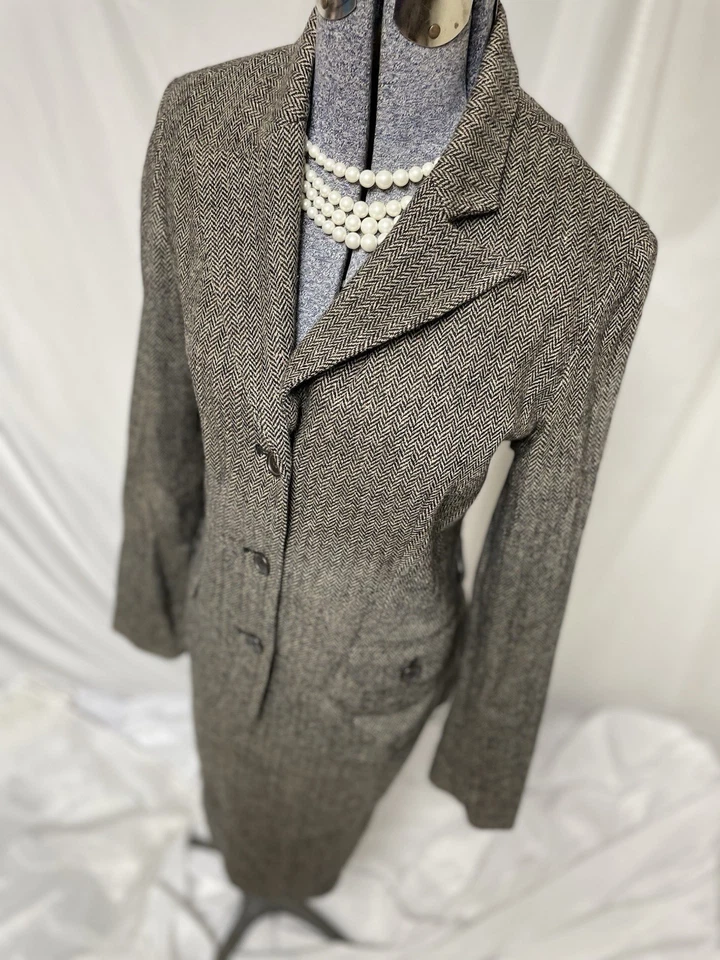 Traje Falda Anne Klein Talla 8 Chaqueta 6 Falda Conjunto de Dos Piezas Lana Espiga LEER Foto 4 de 4