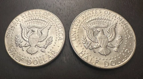 1967 1968 D KENNEDY HALF DOLLAR SILVER COIN LOT 2 pc UNC
