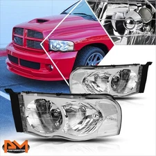 For 02-05 Dodge Ram 1500-3500 Chrome Housing Headlight Clear Corner Signal Lamps