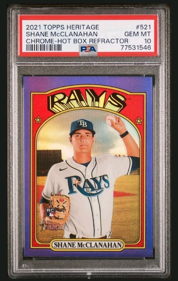 Shane McClanahan 2021 Topps Heritage Hot Box Refractor RC Rookie PSA 10