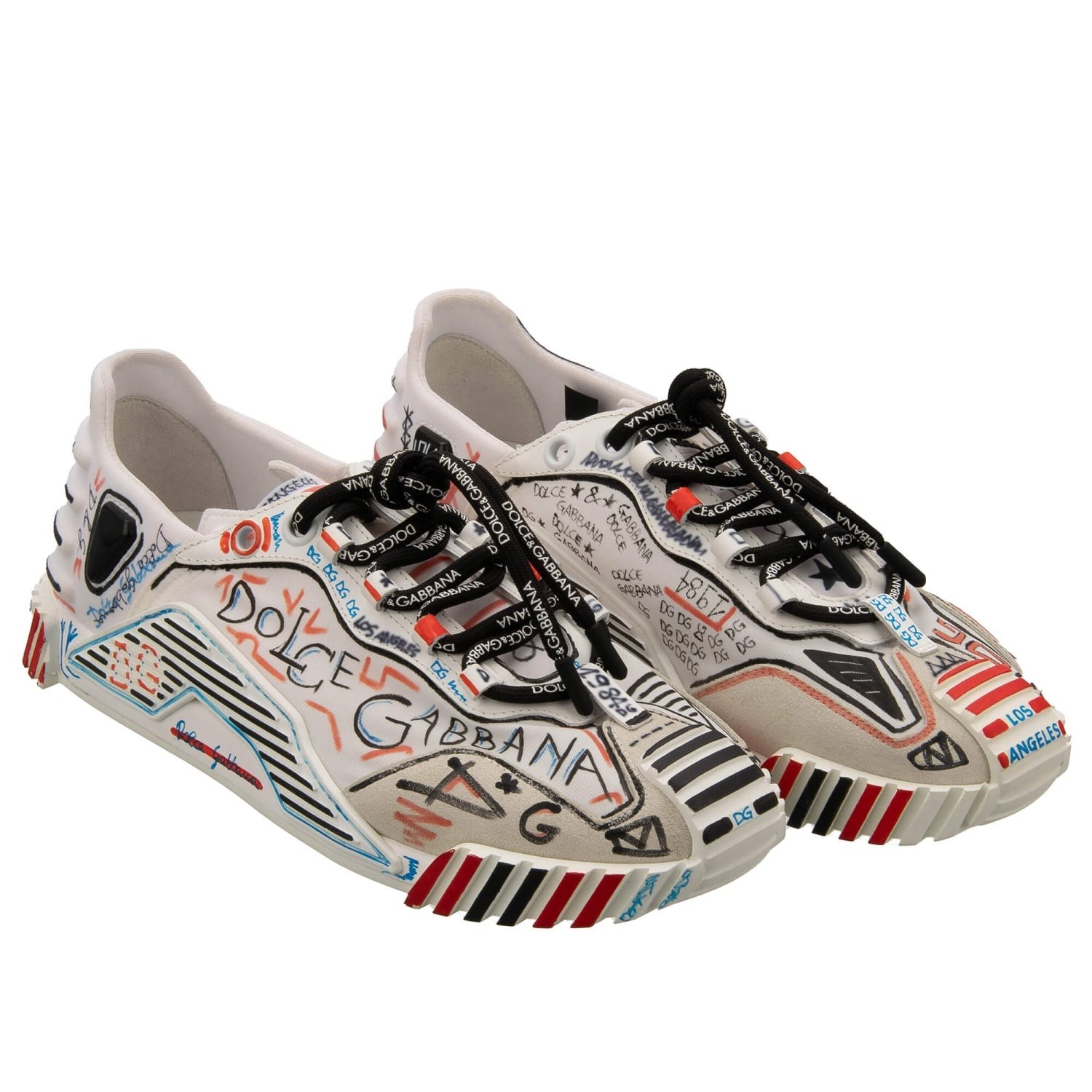 DOLCE & GABBANA DG Logo Los Angeles Graffiti Women Sneaker NS1 White 40.5
