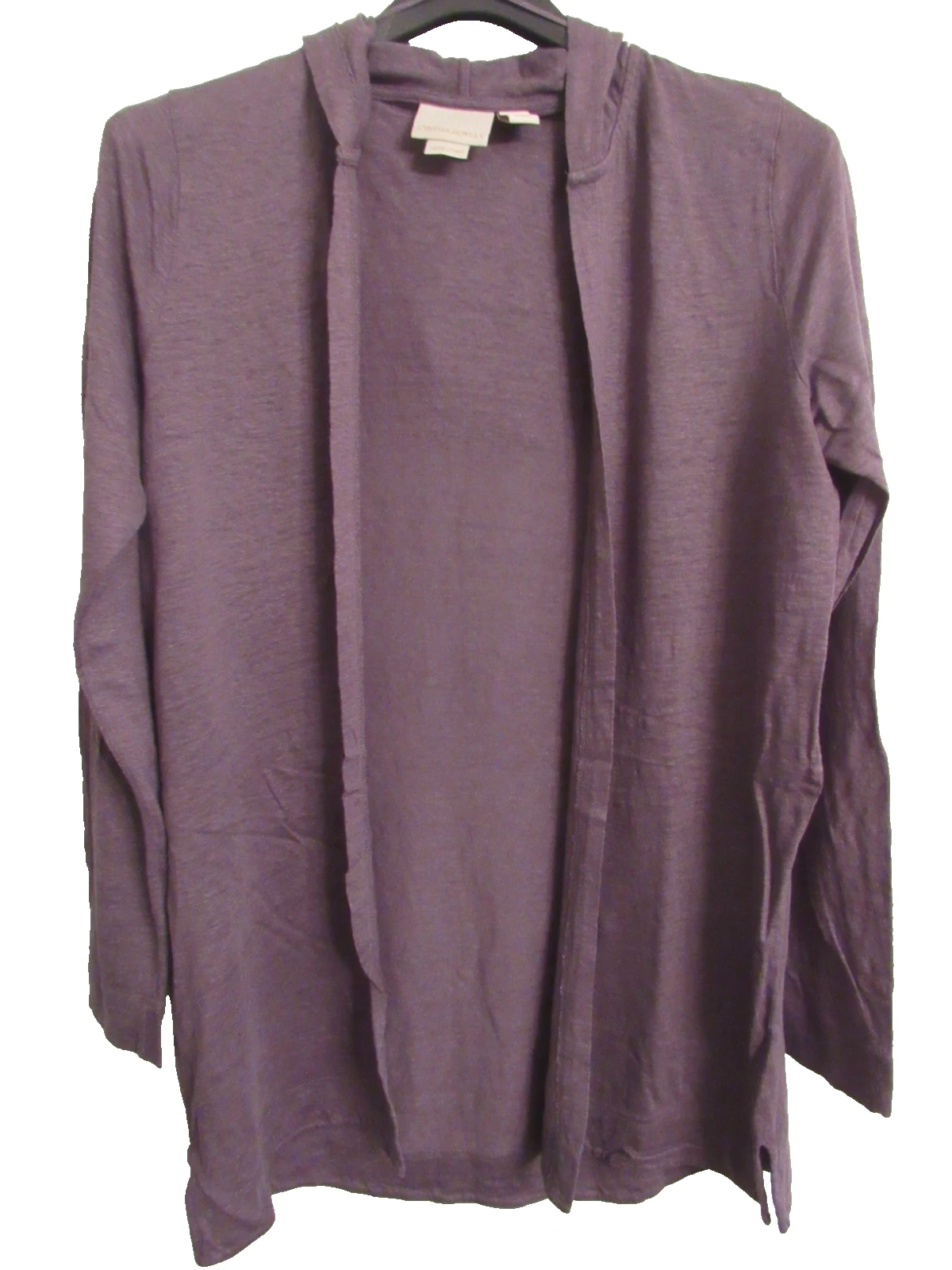 Cynthia Rowley Open Front Hoodie Cardigan Sweater 100% Linen Coastal Lagenlook L