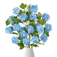 4PCS Artificial Hydrangea Flowers 30" Fake Silk Hydrangea Flower Spray with 5...