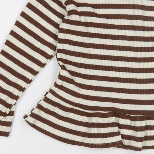 Zara Girls Brown Striped Long Sleeve T-Shirt - 4 Years - Picture 11 of 12