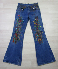 Vintage 70s Levis 684 0217 Orange Tab Bell Bottom Flare Blue Jeans Size 28X32