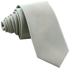 New Polyester Men's 2.5" skinny Neck Tie only solid formal wedding silver prom