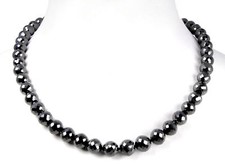 8 mm Certified Black Diamond Faceted Beads Necklace Length 22 inches Ideal Gift