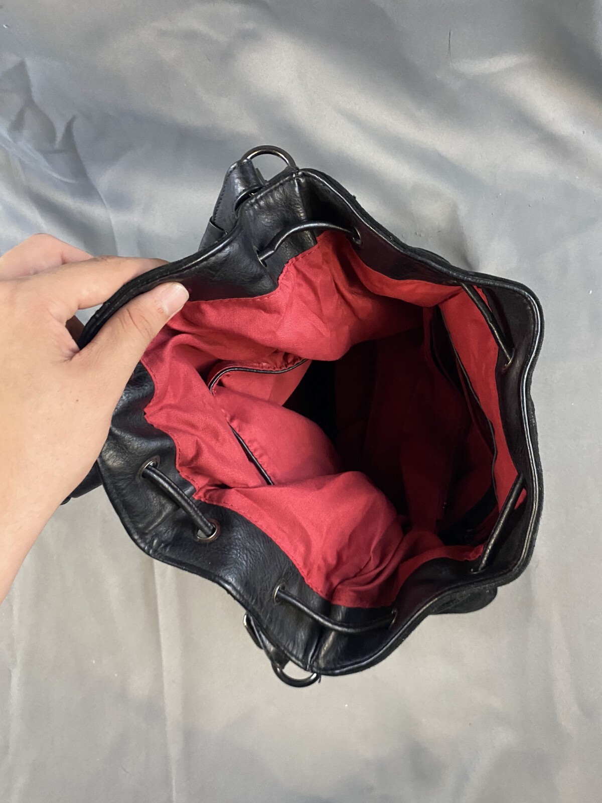 Black Suede Patchwork Design Bucket Crossbody Sho… - image 3