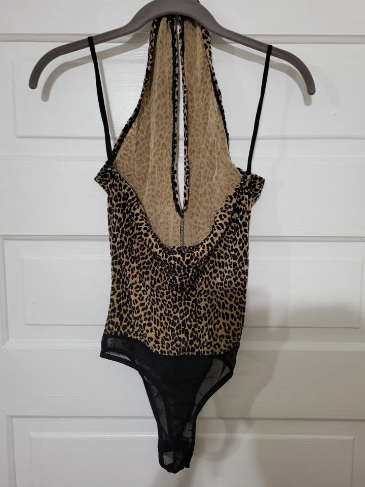Blusa top a rayas M body estampado leopardo de una pieza años 90 Y2K Foto 2 de 4
