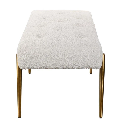 Uttermost Olivier Contemporary Fabric and Stainless Steel Bench in White - Picture 5 of 8