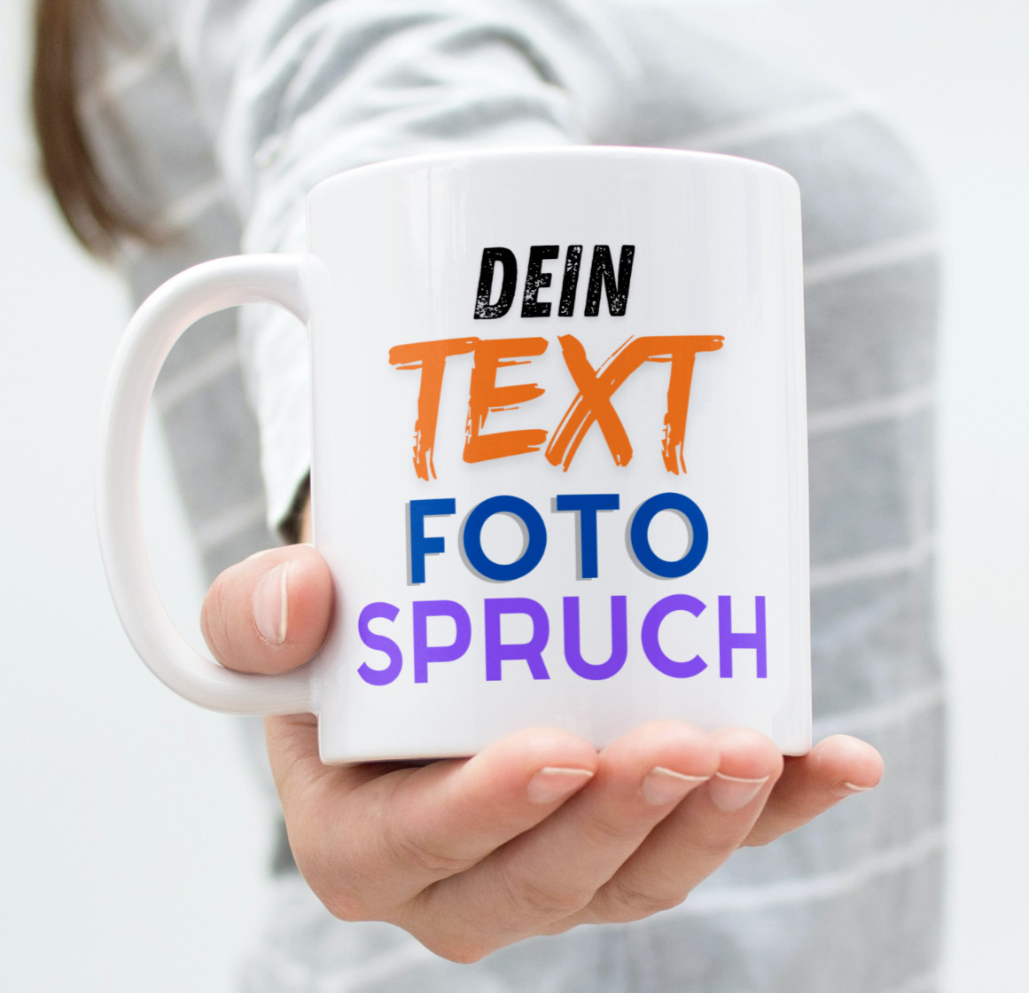 Tasse mit Spruch Bild Foto Wunsch Name Geschenk Becher Kaffee Bedruckt Text Logo