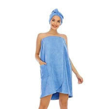 Blue Plus Size Spa/Bath Wrap for Women After Shower 2X/3X Womens Plus Size Wr...