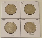4 Kennedy Half Dollar XF-Uncirculated (3P13-16),1971pd,1976,1980p great looking