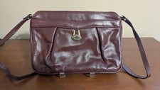 Etienne Aigner Vintage Womens Oxblood Leather Front Slip Pocket Zip Shoulder Bag