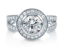 Sterling Silver AAAA Cubic Zirconia Round Halo Ring