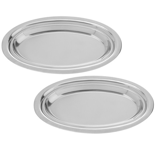 2 Pcs Ovale Pfanne Aus Edelstahl Ovales Essenstablett Edelstahlplatte - Bild 8 von 12