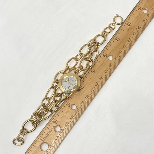 Figaro Couture Watch Women 26mm Gold Tone Multi Chain Link Band New Battery 7.5" - Picture 17 of 20