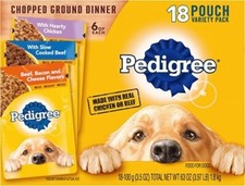 PEDIGREE CHOPPED GROUND DINNER Adult Soft Wet Dog Food 18-Count Variety Pack