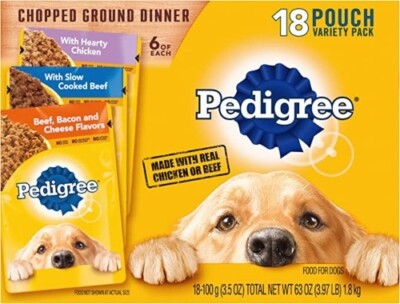 PEDIGREE CHOPPED GROUND DINNER Adult Soft Wet Dog Food 18-Count Variety Pack
