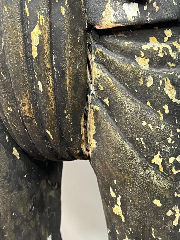 Antique Large Myanmar Burma Nat Wood Carved Figure 19th Century Thailand Temple - Image 4 of 4