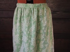 VTG 60s 70s Mint Green White Burnout Velvet Sheer Overlay Party Maxi Skirt Sz M