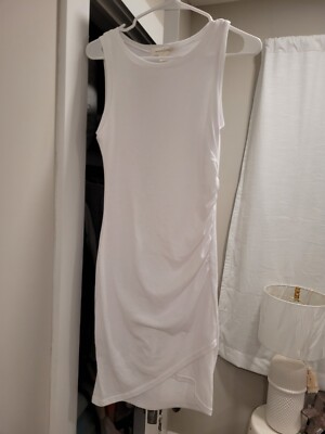 Treasure & Bond Sleeveless Sheath Dress with Side Rouching - White - size XS