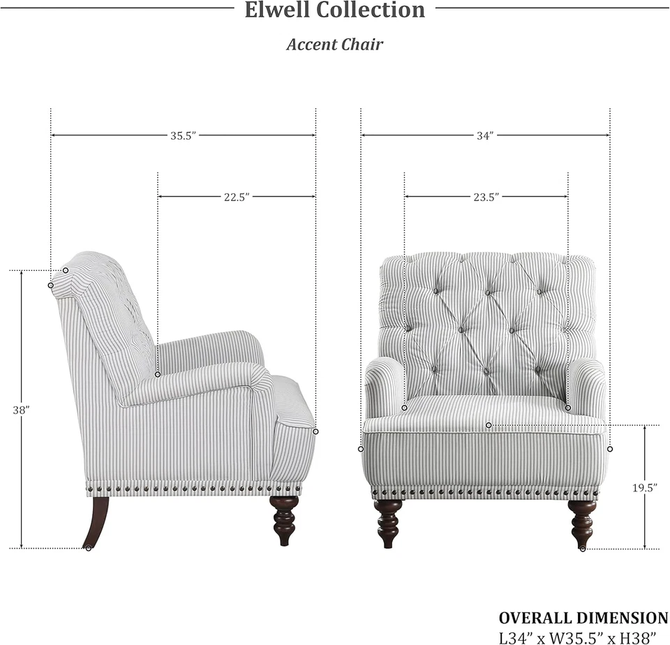 Elwell面料口音椅, 灰色/白色 — 第 2/4 张图片