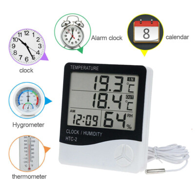 LCD Feuchtigkeitsmesser Thermometer / Hygrometer mit Innen & Außentemperatur DE.