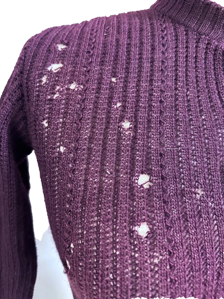 Suéter Vintage Deadstock Años 30 Morgan Knitting Mills Lana Borgoña Costilla XS/S Foto 3 de 4