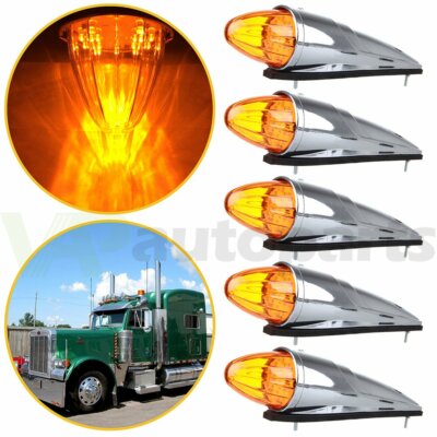 5pcs Amber Led Upper Top Torpedo Running Light for Cab Freightliner semi Truck