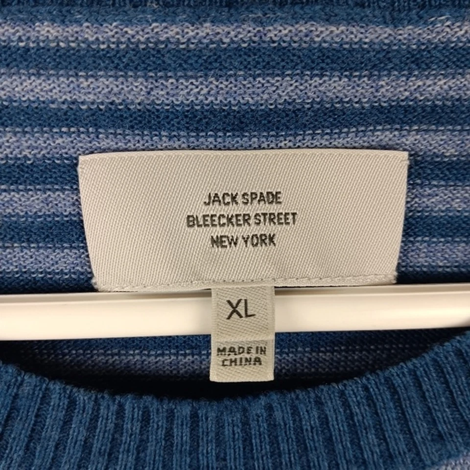 Jack Spade Blue Stripe Crewneck 100% Wool Sweater Size XL - Image 3 of 4