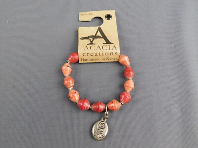 Acacia Creations Fair Trade Recycled Paper Bead Bracelet Be True Charm Kenya NEW