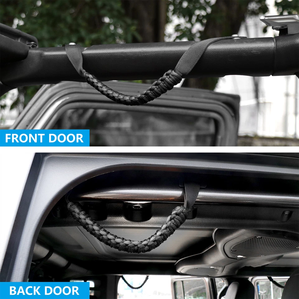 4x Black Front&Rear Roll Cage Paracord Grip Handles For Jeep Wrangler JL 4XE 24+ Foto 4 de 4