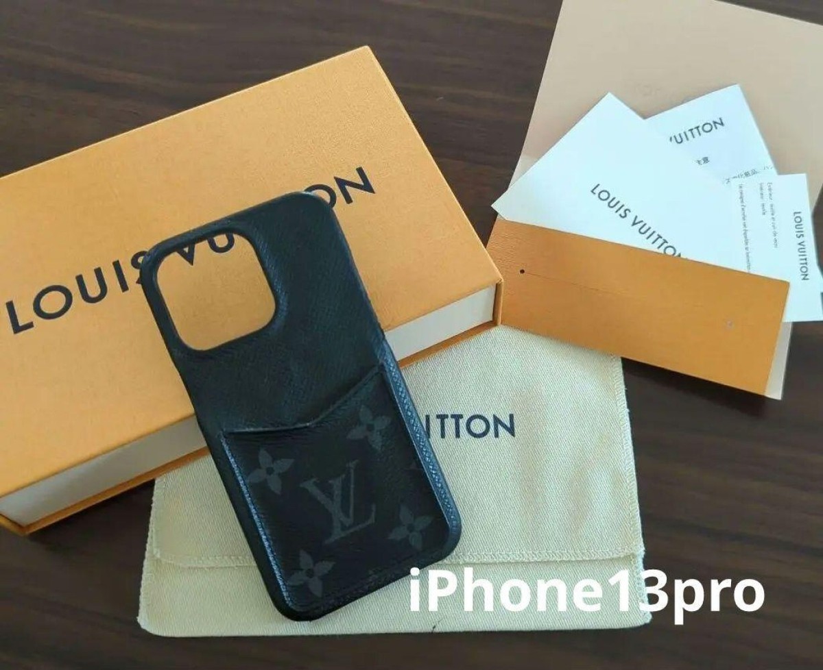 Louis Vuitton iPhone 13pro用レザーケース Louis Vuitton iPhone 13 Pro Case Monogram Leather Black Used