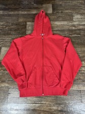 Vintage Nike Hoodie Mens M Cherry Red Full Zip Swoosh y2k Distressed 90s
