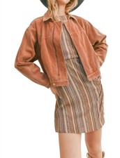 Sage The Label Kahlo Washed Cord Crop Jacket In Rust - Size M