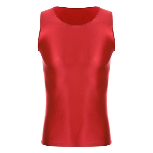 Mens Glossy Smooth Tank Top Stretchy Sleeveless Vest Yoga Gym Fitness Crop Shirt - Picture 43 of 108