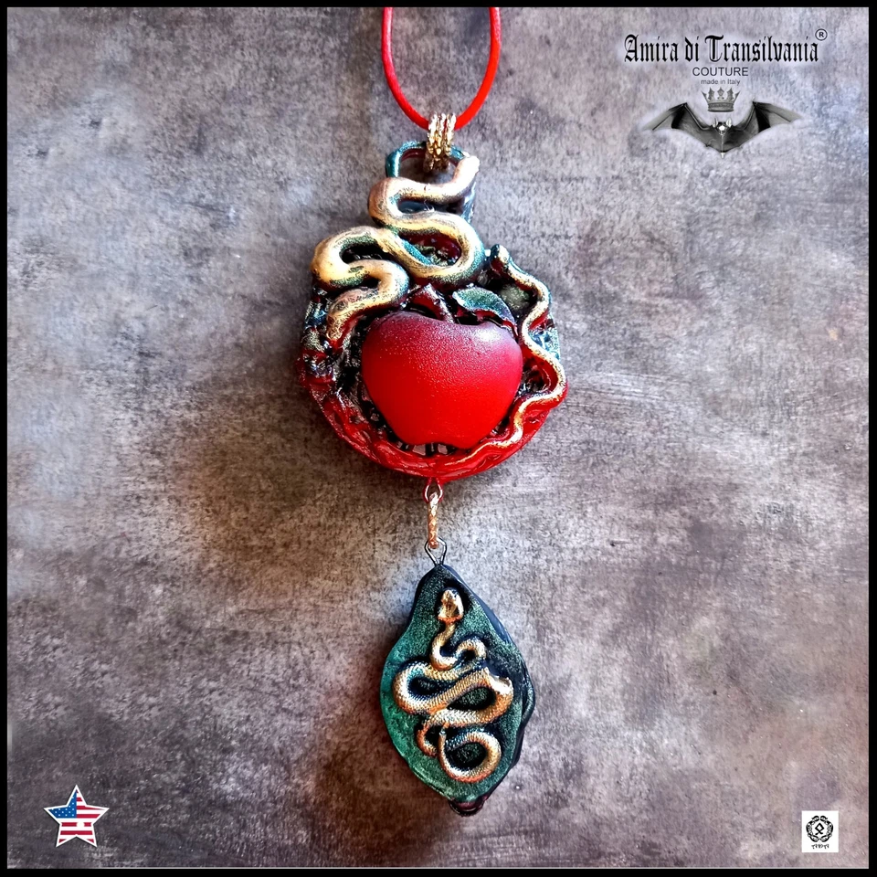 Snow White Poison Apples Jewelry Snake Necklace Pendant Amulet Talisman Jewelery - Image 2 of 4