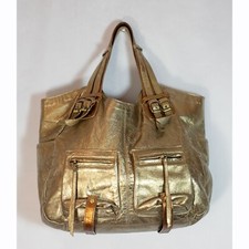 Steve Madden Genuine Leather Shoulder Bag Gold Multi Metallic Handbag