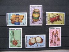 TOGO, set 1977 imperforated, MNH, musicinstruments drums