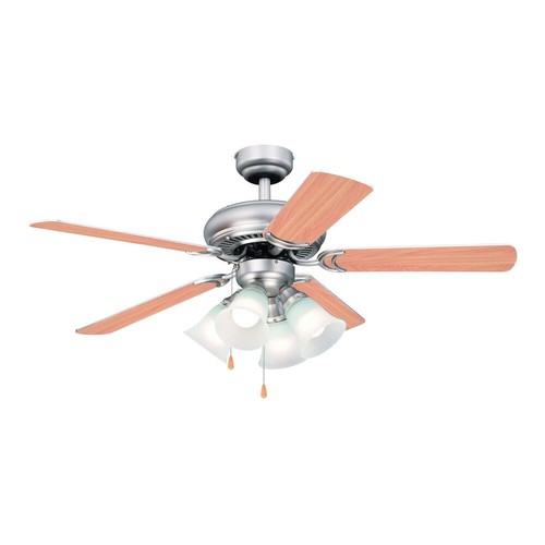 44" Silver Light Maple Blade Indoor LED Ceiling Fan Frosted Ribbed Glass Shade - Picture 4 of 15